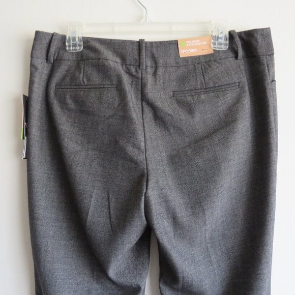 NWT MOSSIMO Stretch Herringbone Trouser Gray Mid Waist Straight Hip Pants 12 - Picture 5 of 16